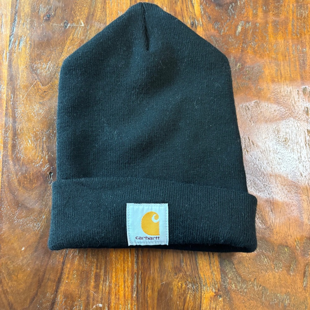 Carhartt A18 Black‎ Acrylic Watch Hat Beanie Ribbed Knit Logo Patch One Size